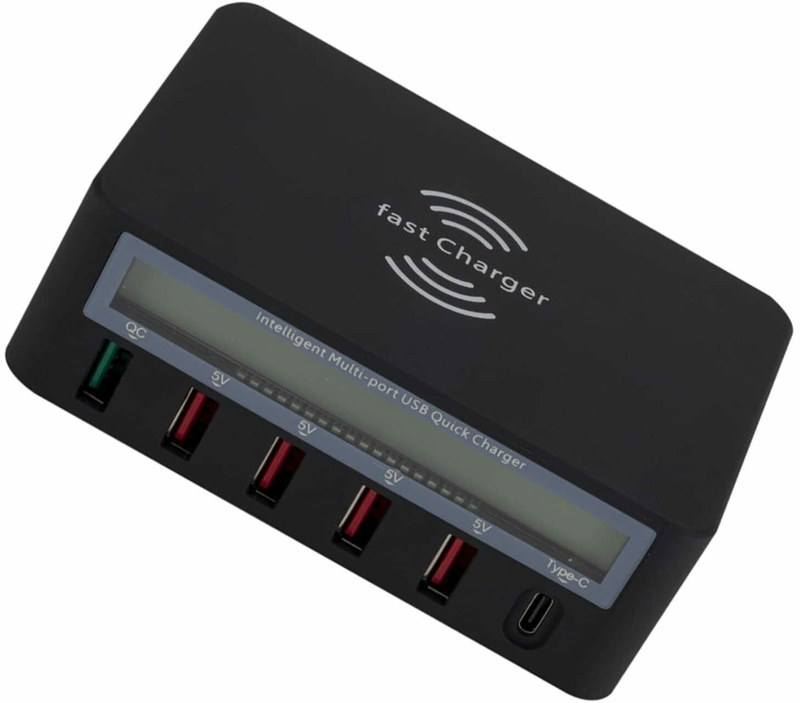 Picture of Cargador de pantalla USB inteligente inalámbrico Negro de 6 puertos - 818F