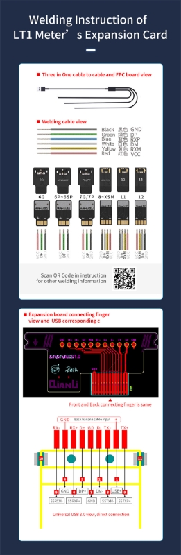 Imagen de Qianli-fuente de alimentación de CC aislada, Cable de arranque de energía de teléfono para iPhone 6-XS max, Huawei, amperímetro de CC, instrumento de diagnóstico